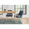 Set of 2 Blue Fabric Upholstered Dining Chair with Wood Legs