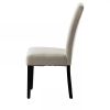 Set of 2 Modern Beige Cream Fabric Upholstered Dining Chair with Black Wood Legs