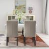 Set of 2 Modern Beige Cream Fabric Upholstered Dining Chair with Black Wood Legs