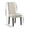 Set of 2 Modern Beige Cream Fabric Upholstered Dining Chair with Black Wood Legs