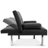 Black Faux Leather Convertible Sofa Futon with 2 Cup Holders