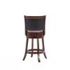 Counter Height Barstool in Cherry Wood Finish with Black Padded Swivel Seat