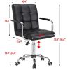 Modern Mid-Back Black Faux Leather Office Chair with Removable Arms