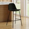 Set of 2 - Modern Counter Height Barstool with Low Back Dark Grey Fabric Seat