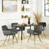 Set of 2 Modern Dark Grey Velvet Upholstered Dining Chair with Gold Metal Legs