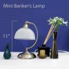 Small Bankers Lamp Desk Light Table Lamp with Marbleized White Glass Shade