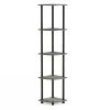 5-Shelf Modern Corner Bookcase in Grey Oak Wood Finish