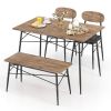 Modern 4-Piece Dining Set with Wood Top Table 2 Chairs and Bench