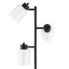 Modern 3-Light Floor Lamp in Black Metal Finish with White Plastic Shades