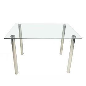 Modern 47-inch x 27-inch Tempered Glass Top Dining Table