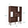 Mid Century Style Bookcase Storage Shelving Unit in Walnut Wood Finish