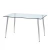 Modern 51-inch x 30-inch Glass Top Dining Table with Silver Metal Legs