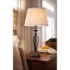 Traditional Bronze Metal Finish Table Lamp with Beige Linen Shade