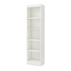 5-Shelf Narrow Bookcase Storage Shelves in White Wood Finish