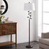 Vine Leaves Floor Lamp in Bronze Finish with White Shade