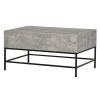 Modern Grey Lift Top Coffee Table w/ Hidden Storage Black Metal Legs