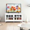 White Wood Entertainment Center TV Stand with Glass Panel Doors