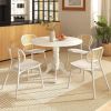 Round Solid Wood Kitchen Dining Table in White Farmhouse Wooden Finish