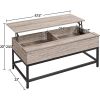 Modern Metal Wood Lift-Top Coffee Table Sofa Laptop Desk in Grey Wood Finish