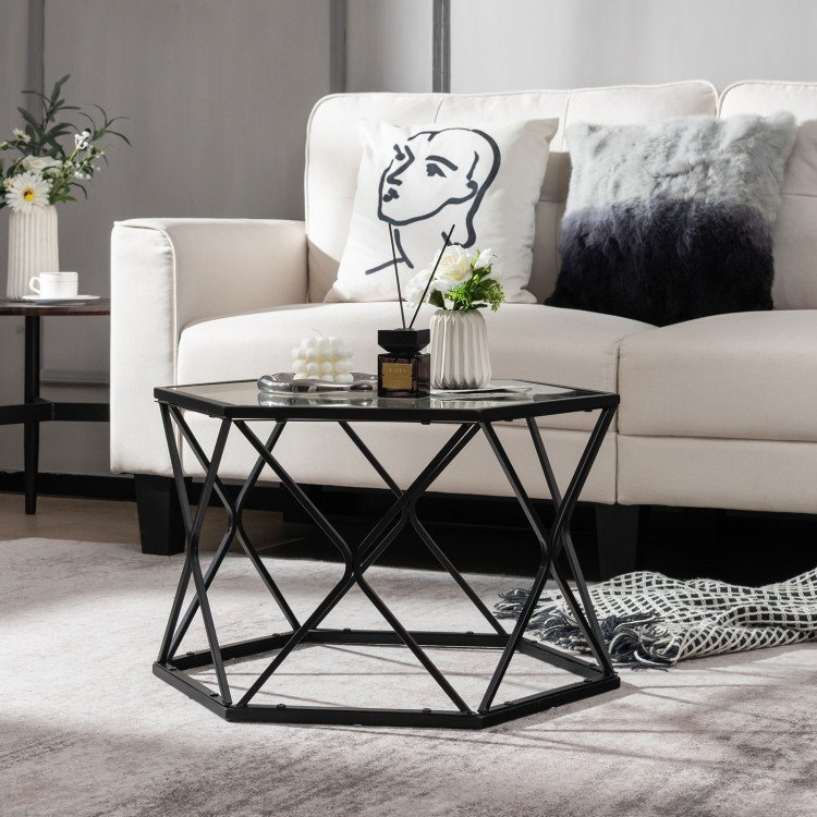 Modern Accent Geometric Glass Coffee Table Modern Accent Geometric Glass Coffee Table