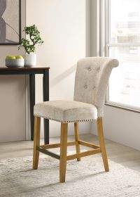 Auggie Cream Fabric Counter Height Chair with Nailhead Trim