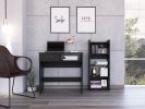 Vizcaya Home Office Set; Single Drawer; Keyboard Tray; Bookcase -Black