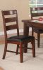 Antique Walnut Finish Solid Wood Set of 2pc Chairs Dining Chair Ladder Back Cushion Seats