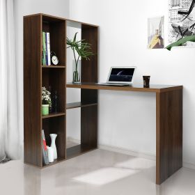 47.2"W X 19.7"D X 29.5"-54.3"H 2 in 1 computer desk/ L-shape Desktop with shelves - WALNUT