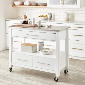 Ottawa Kitchen Cart; Stainless Steel & White YF