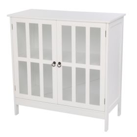 FCH Transparent Double Door Side Cabinet White