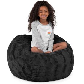 Jaxx Saxx 3 Foot Bean Bag Chair - Faux Fur - Fun Colors, Black