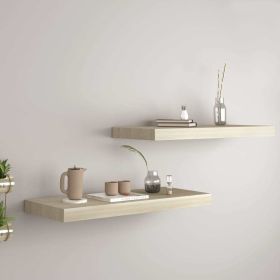 Floating Wall Shelves 2 pcs Oak 23.6"x9.3"x1.5" MDF