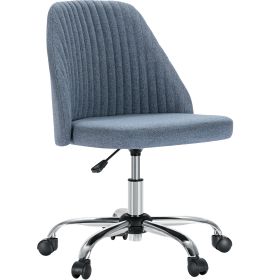 Sweetcrispy Armless Home Office Desk Chair with Wheels Adjustable Swivel Task Computer Vanity Chair for Small Spaces