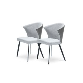 Modern minimalist gray dining chair, carbon steel legs, set of 2