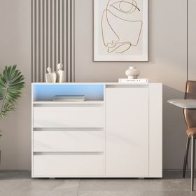 Storage cabinets with LEDs, 3 drawer sofa side cabinet,Drawer chest with open storage space,44.48x15.74x32.60 Inches