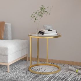 Side Table Gold and Transparent 17.7" Tempered Glass