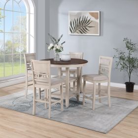 5-Piece Counter Height Dining Set, Antique White Two-Tone