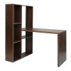 47.2"W X 19.7"D X 29.5"-54.3"H 2 in 1 computer desk/ L-shape Desktop with shelves - WALNUT