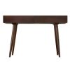 Mango Wood Writing Desk with Two Drawers and Tapered Legs, Brown