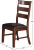 Antique Walnut Finish Solid Wood Set of 2pc Chairs Dining Chair Ladder Back Cushion Seats