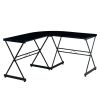 Techni Mobili L-Shaped Glass Computer Desk, Black