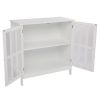 FCH Transparent Double Door Side Cabinet White