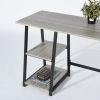 47.4"W X 19.7"D X 28.9"H Wooden Desk with 2 Storage Racks - GREY & BLACK