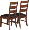 Antique Walnut Finish Solid Wood Set of 2pc Chairs Dining Chair Ladder Back Cushion Seats