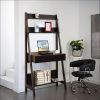 Contemporary Style Ladder Home Office Desk With 3 Open Shelves and 1 Drawer, Brown