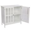 FCH Transparent Double Door Side Cabinet White