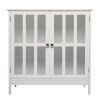 FCH Transparent Double Door Side Cabinet White