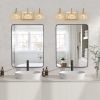 Modern Crystal Bathroom Vanity Light, 3-Light Golden Wall Sconce with Clear Glass Shade, Elegant Wall Mount Lighting for Bathroom, Powder Room, or Van