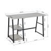 47.4"W X 19.7"D X 28.9"H Wooden Desk with 2 Storage Racks - GREY & BLACK