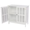 FCH Transparent Double Door Side Cabinet White